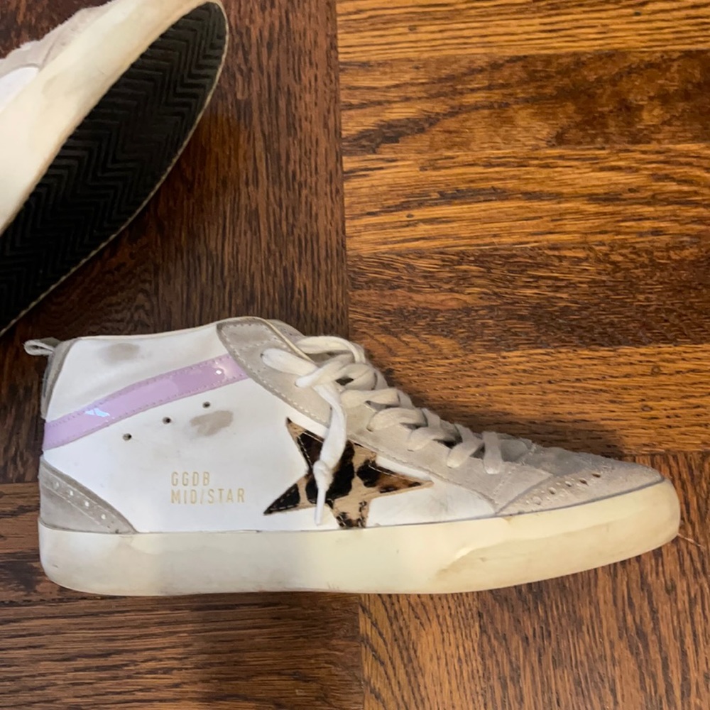 Size 38 golden goose mid star with leopard star
